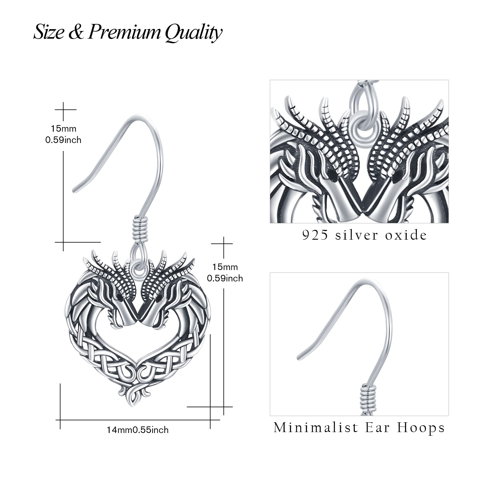 925 Sterling Silver Celtic Animal Earrings for Women - Dragon, Horse, Wolf Dangle Drop Earrings | Unique Celtic Jewelry Gifts for Her | Perfect for Parties, Weddings & Everyday Wear