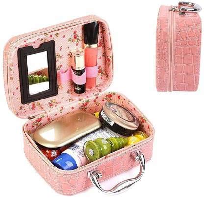 DD Retails Travel Cosmetic Storage Bag - Waterproof Makeup Organizer Case with Mirror | Portable Toiletry Kit for Women | Perfect for Travel, Gym & Daily Use