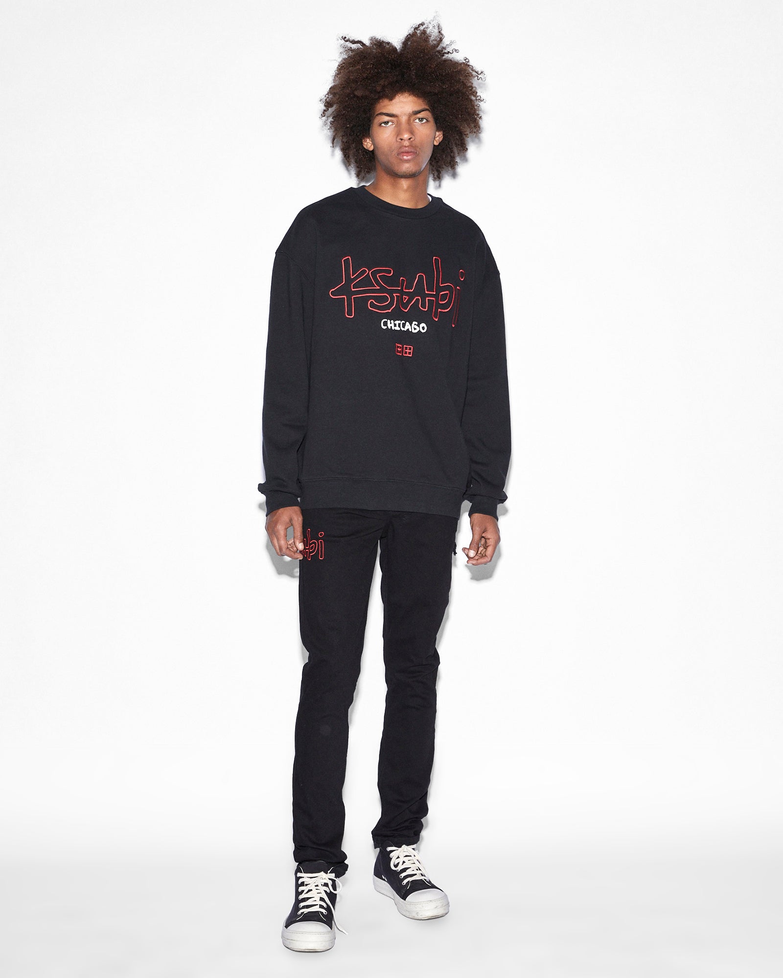 Chicago 4x4 Biggie Crew Neck Sweatshirt - Jet Black | Men's Oversized Streetwear Hoodie for Casual Wear & Urban Fashion