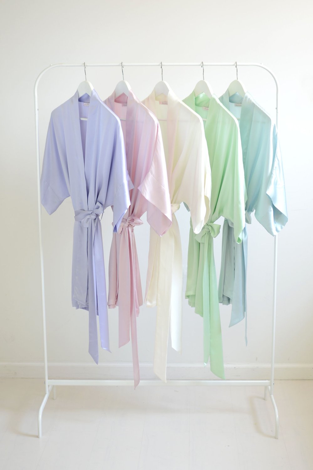 Samantha Silk Kimono Robe - Luxurious Mint Green Women's Bathrobe for Spa, Bridal Shower & Loungewear