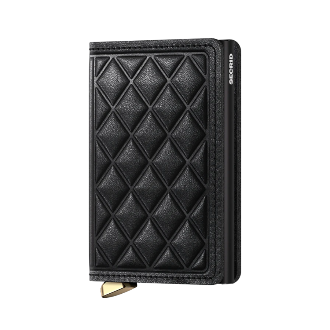 SECRID Premium Slim Wallet for Men & Women - RFID Blocking Leather Card Holder with Embossed Diamond Design in Black - Perfect for Travel, Business & Everyday Use