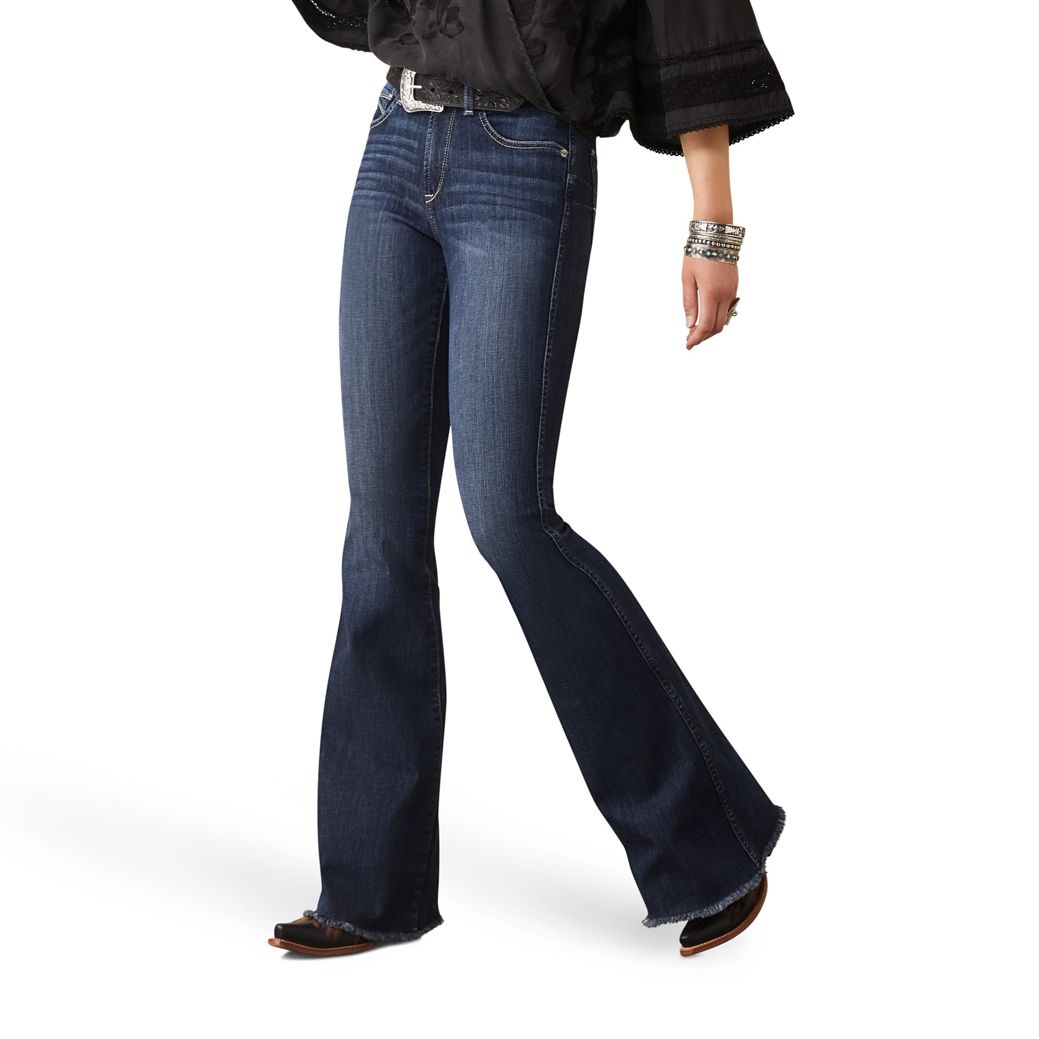 Ariat Women's R.E.A.L. Raegan Midnight Flare Jeans - Western Bootcut Denim Pants for Riding & Casual Wear