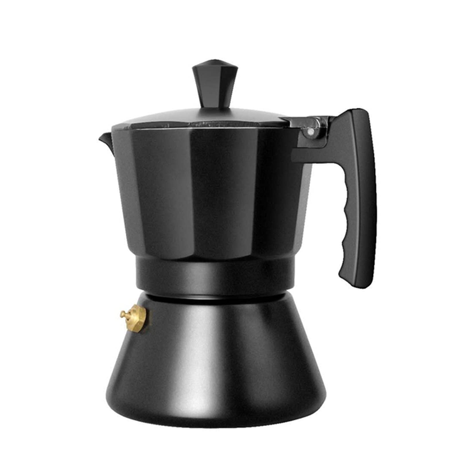 Stainless Steel Moka Pot - 300ml Espresso Coffee Maker for Stovetop & Induction, Italian Style Mocha Coffee Percolator, Easy to Use - Perfect for Home, Office & Camping (Black)