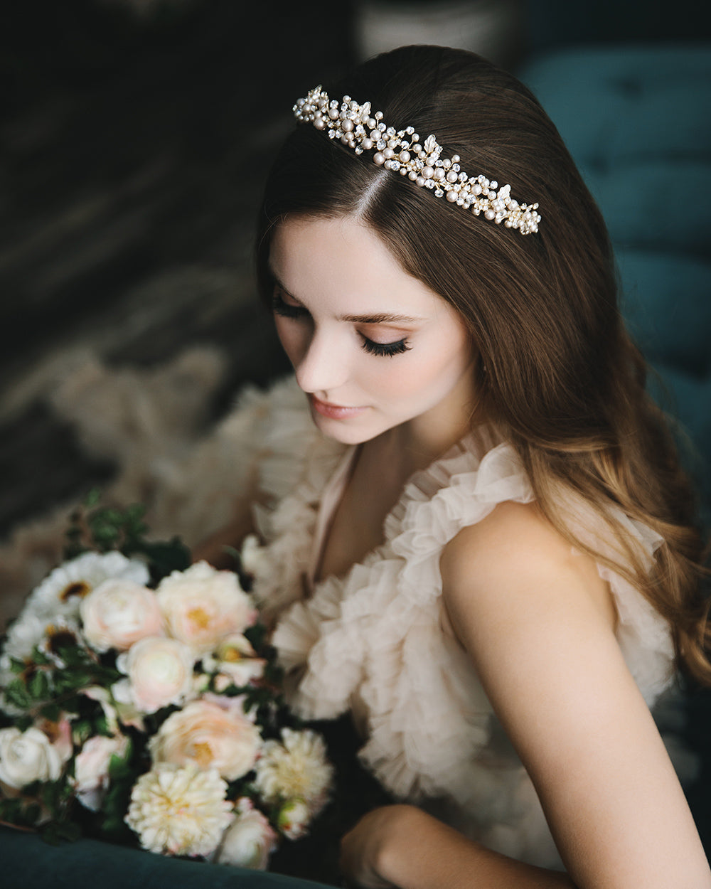 Caroline Pearl Tiara - Elegant Bridal Headpiece for Weddings, Prom & Special Occasions | Vintage-Inspired Crystal & Pearl Crown