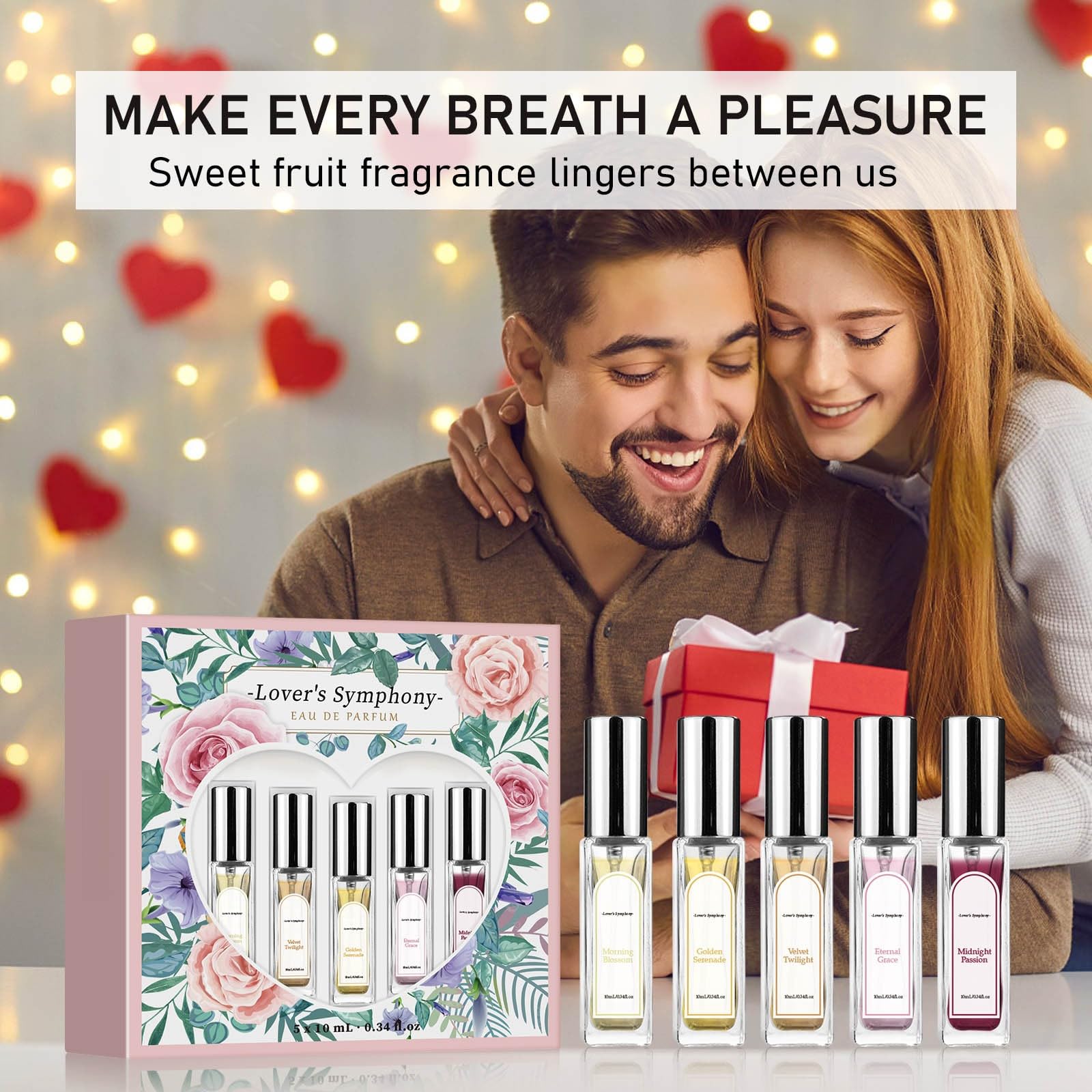 Roll On Perfume Set - Lover's Symphony Eau de Parfum Collection (5 Travel-Size Rollerball Fragrances) | Vanilla Scented Mini Perfume Gift for Women, Valentine's Day Present | Perfect for Travel, Date Nights & Everyday Elegance