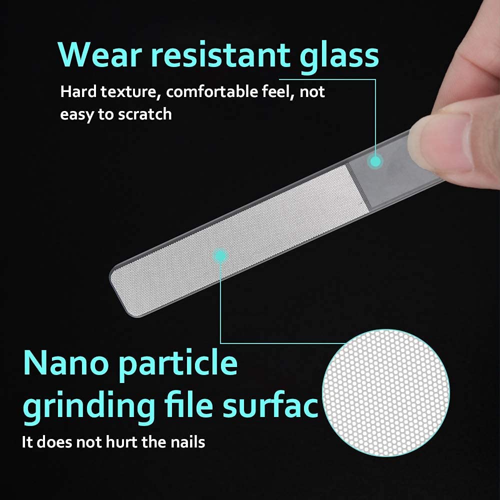 VOIISH Glass Nail Shiner - Crystal Nano Glass Nail Files for Natural Nails, Smooth Nail Buffer & Polisher for Fingernails & Toenails, Durable Nail Shaper & Filer Tool - Perfect for At-Home Manicures, Salon Use & Travel Nail Care
