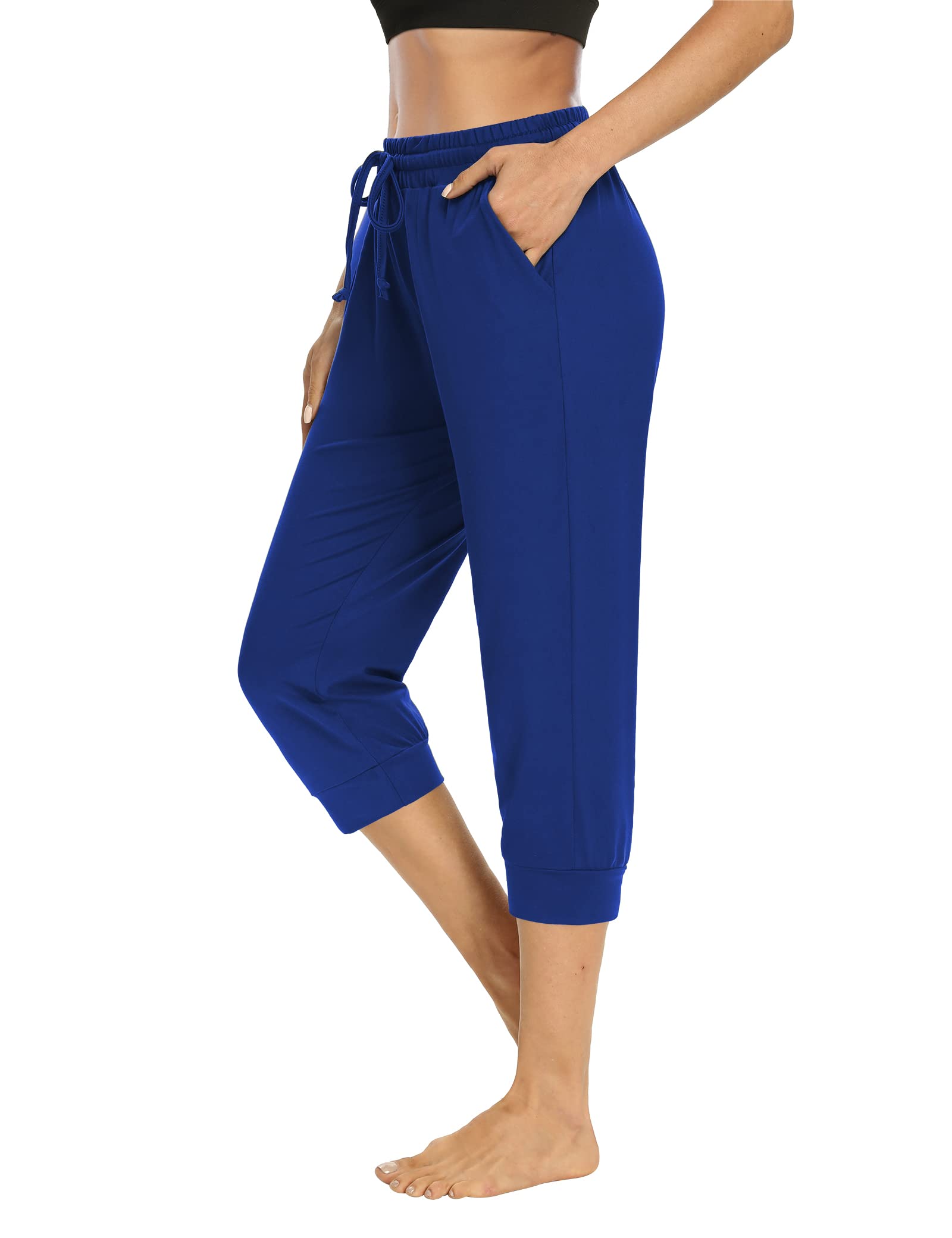 NOAHELLA Women's Capri Yoga Pants with Drawstring - Comfy Lounge & Jogger Sweatpants for Women, High Waist Cropped Pajama Pants with Pockets - Perfect for Yoga, Workout, Running & Home Relaxation