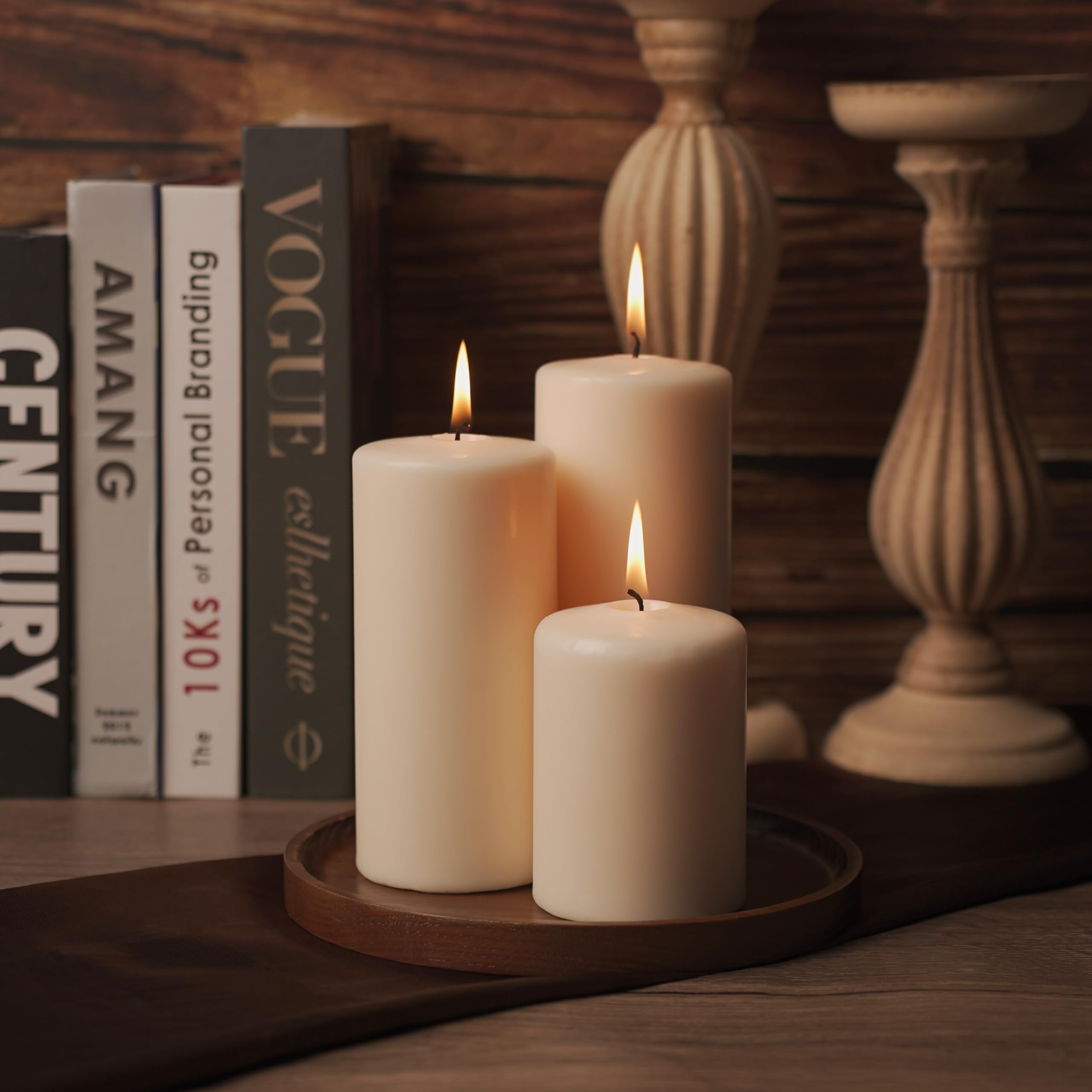 12 Pack Unscented Pillar Candles - 70 Hours Burn Time, Smokeless, 2.8