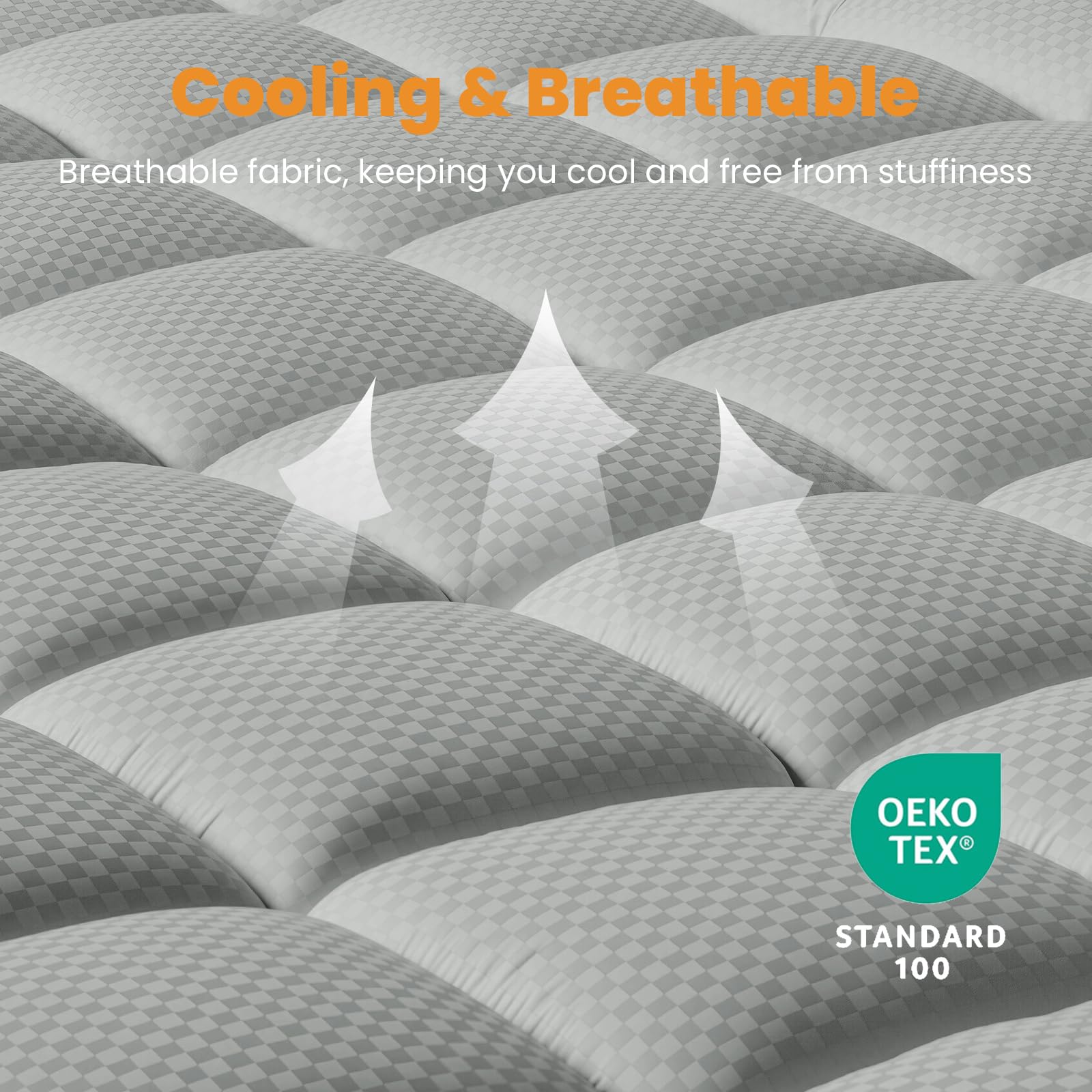 MATBEBY Cooling Breathable Quilted Fitted Mattress Pad - Full Size, Ultra Soft & Fluffy, Stretches up to 21 Inch Deep, Light Grey - Perfect Mattress Topper & Protector for Hot Sleepers, Allergy Relief & Enhanced Comfort in Bedrooms, Guest Rooms & Dormitories