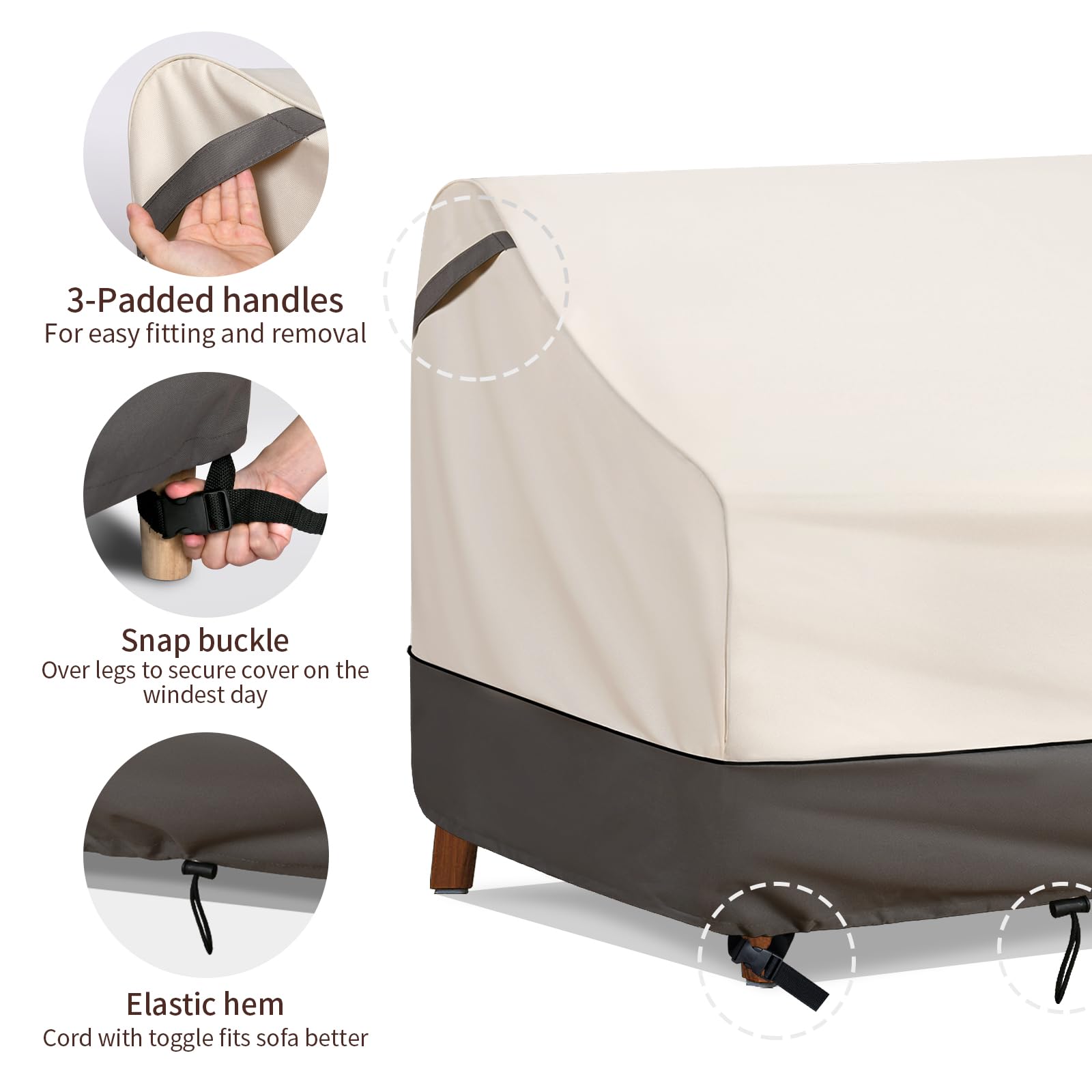Waterproof 3-Seater Outdoor Sofa Cover for Patio Furniture - Fits up to 79W x 38D x 35H Inches - All-Weather Protection for Rain, Snow & Sun - Perfect for Backyard, Deck & Garden Furniture