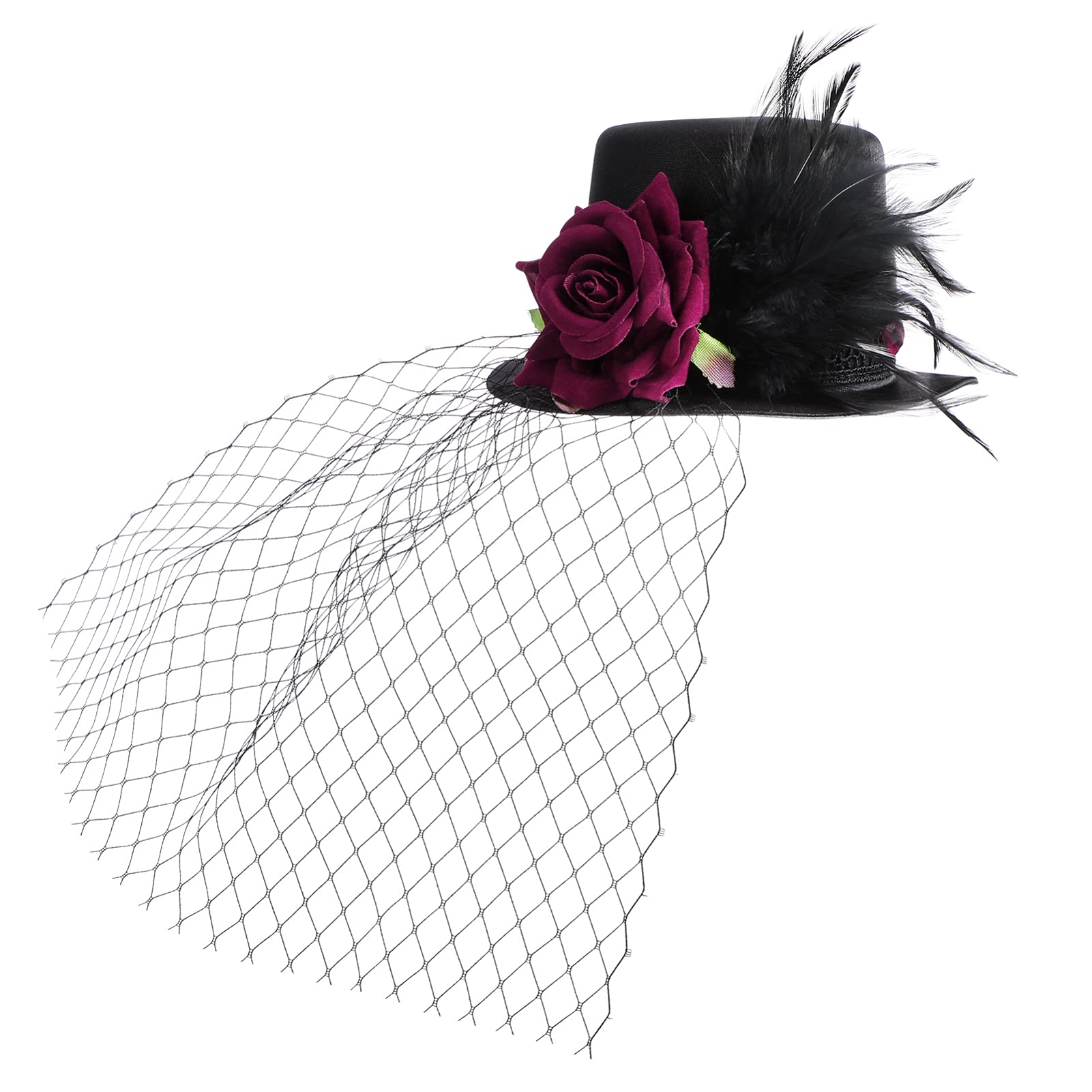 Beaupretty Mini Top Hat Hair Clip - Elegant Mesh Fascinator Hat Clip for Women, Girls | Perfect for Masquerade Balls, Halloween Costumes, Tea Parties & Cosplay Accessories