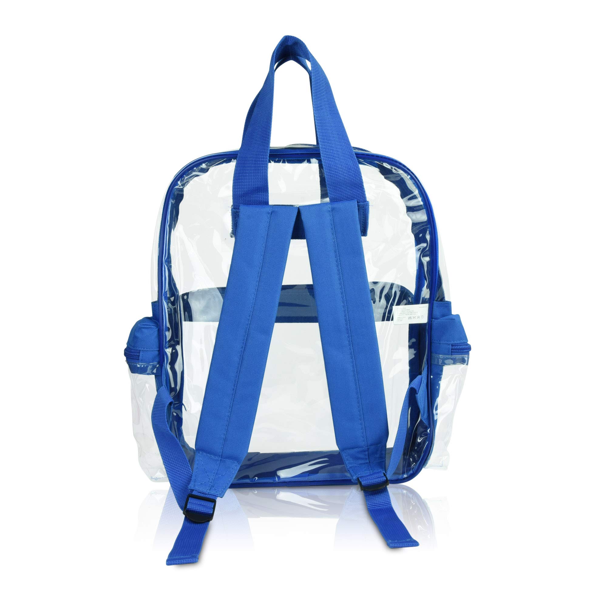 DALIX Small Clear Backpack Bag in Royal Blue - Lightweight Transparent School Backpack for Students, Travel & Stadium Events | Water-Resistant & TSA Approved
