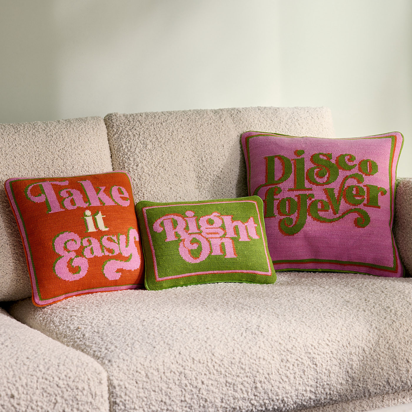 Right On Needlepoint Pillow - Handmade Decorative Cushion for Sofa, Bed & Home Decor - Perfect for Living Room, Bedroom & Cozy Spaces