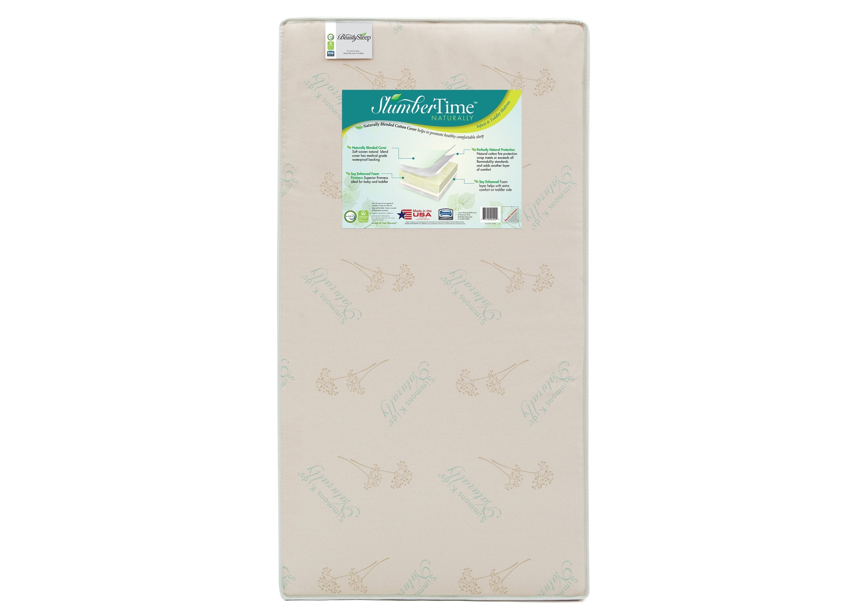 Simmons Kids® Naturally Crib and Toddler Mattress - Organic, Hypoallergenic & Waterproof - Perfect for Nursery, Daycare & Travel Use