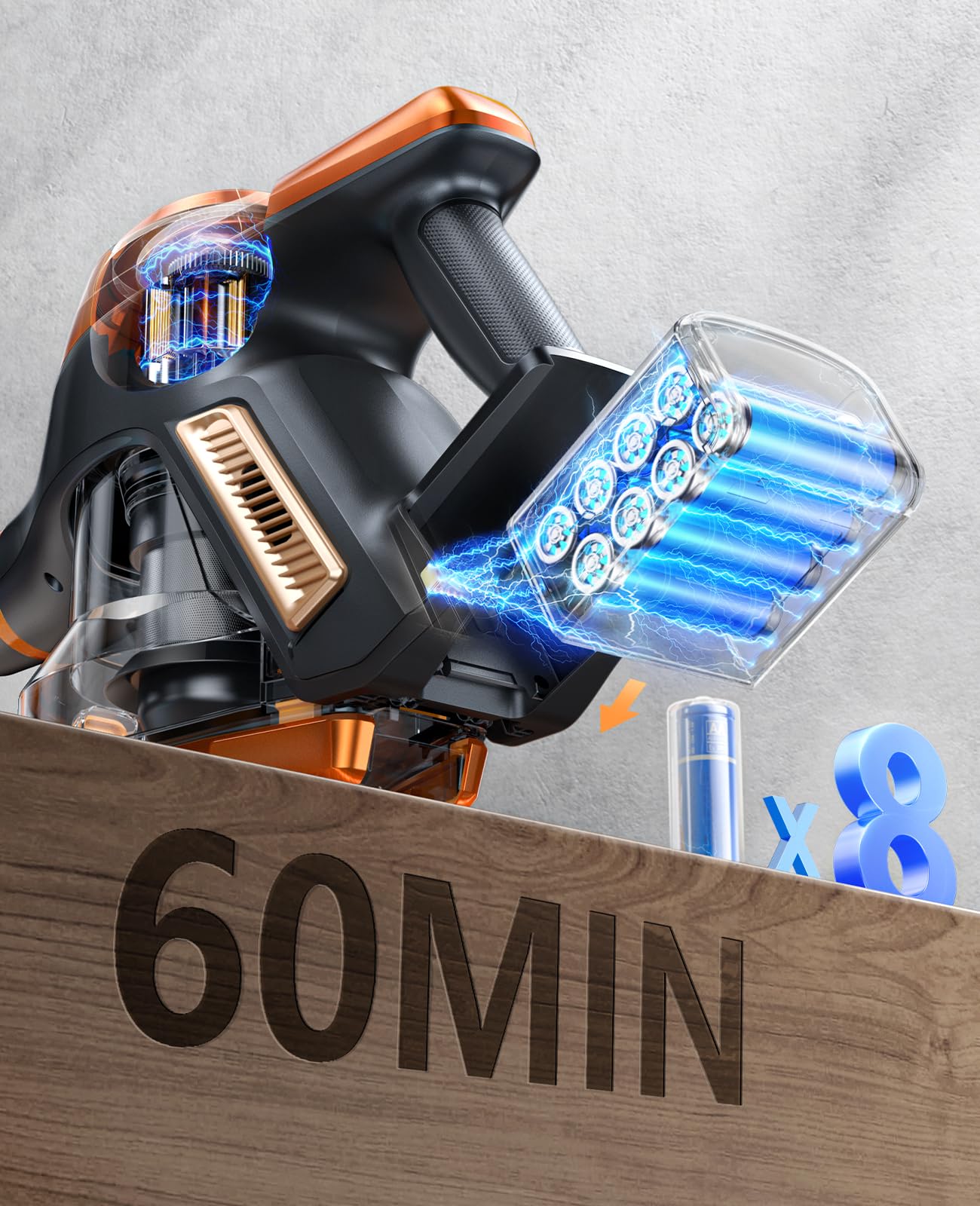 Powerful Cordless Vacuum Cleaner 550W/45Kpa with LED Display - 60 Min Runtime, Quiet & Tangle-Free for Pet Hair, Carpets & Hard Floors - Perfect for Home Cleaning & Pet Owners