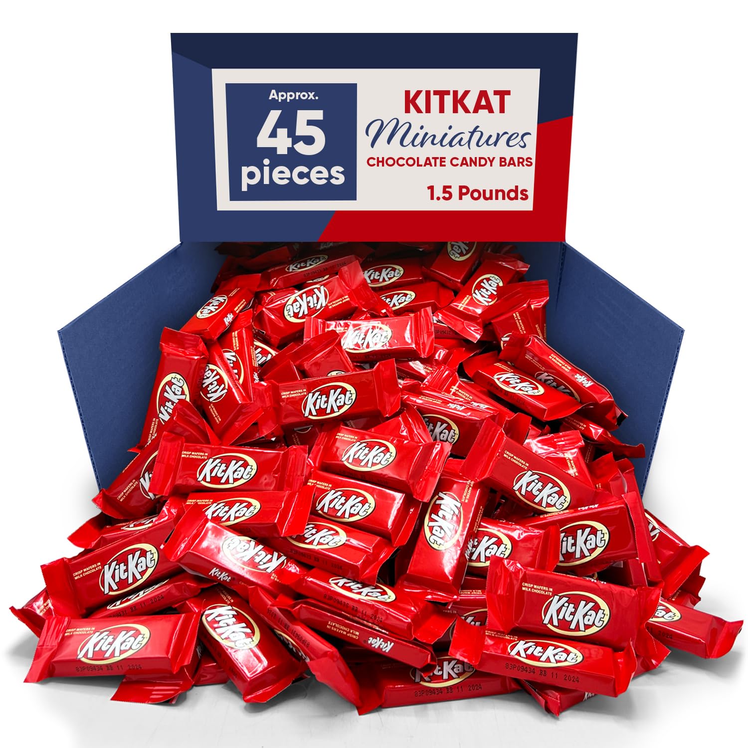 KitKat Miniatures Bulk Candy - 1.5lb (Approx 45 Pieces) Individually Wrapped Milk Chocolate Crisp Wafers - Perfect for Halloween, Christmas, Birthday Parties, Office Snacks & Pinata Fillers - Delicious Chocolate Treat for Kids & Adults