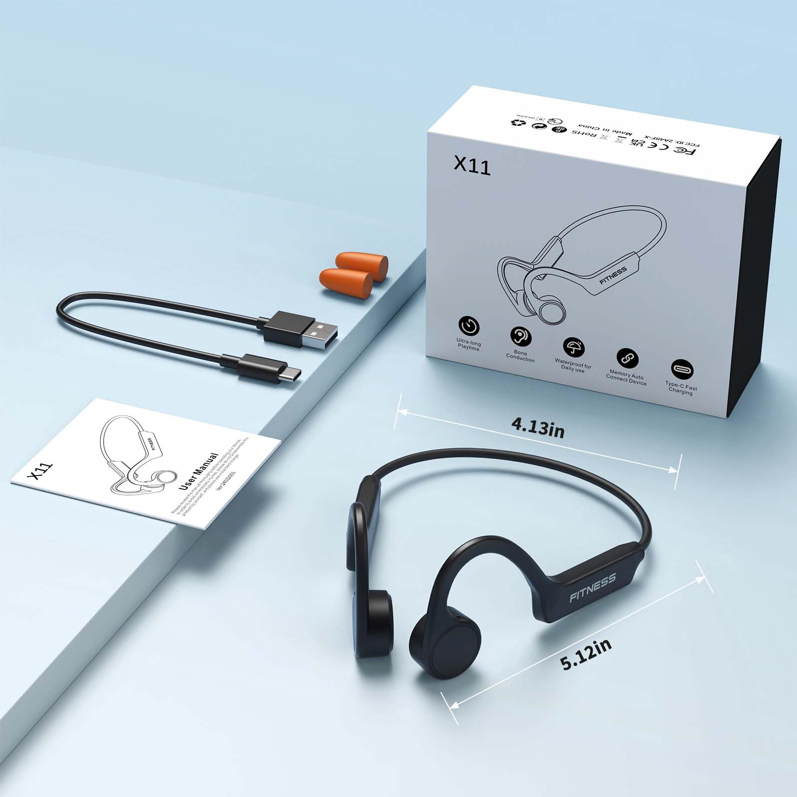 PSIER Bone Conduction Headphones - Open Ear Bluetooth 5.3 Wireless Sport Headphones with Mic, 8H Playtime, IPX6 Waterproof for Running, Cycling, Gym, Hiking - Perfect for Outdoor Activities & Workouts (Black)