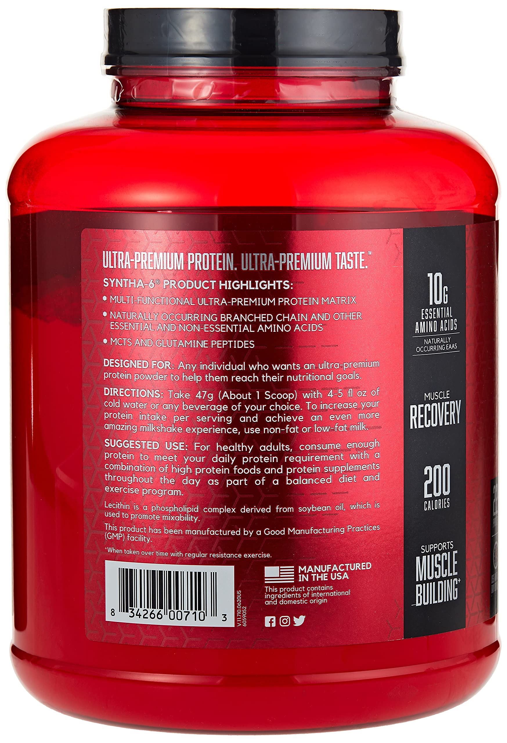 BSN SYNTHA-6 Protein Powder - Vanilla Ice Cream Flavor, 80oz Whey Protein Supplement for Muscle Recovery & Growth | Post-Workout, Meal Replacement, Fitness Nutrition