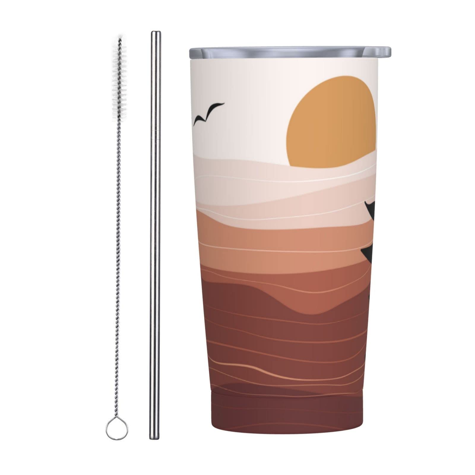 Bohemian Sunset 20oz Tumbler with Straw Lid - Stainless Steel Vacuum Insulated Travel Mug - Perfect Birthday Gift for Women & Best Friends - Ideal for Coffee, Tea, and On-the-Go Hydration