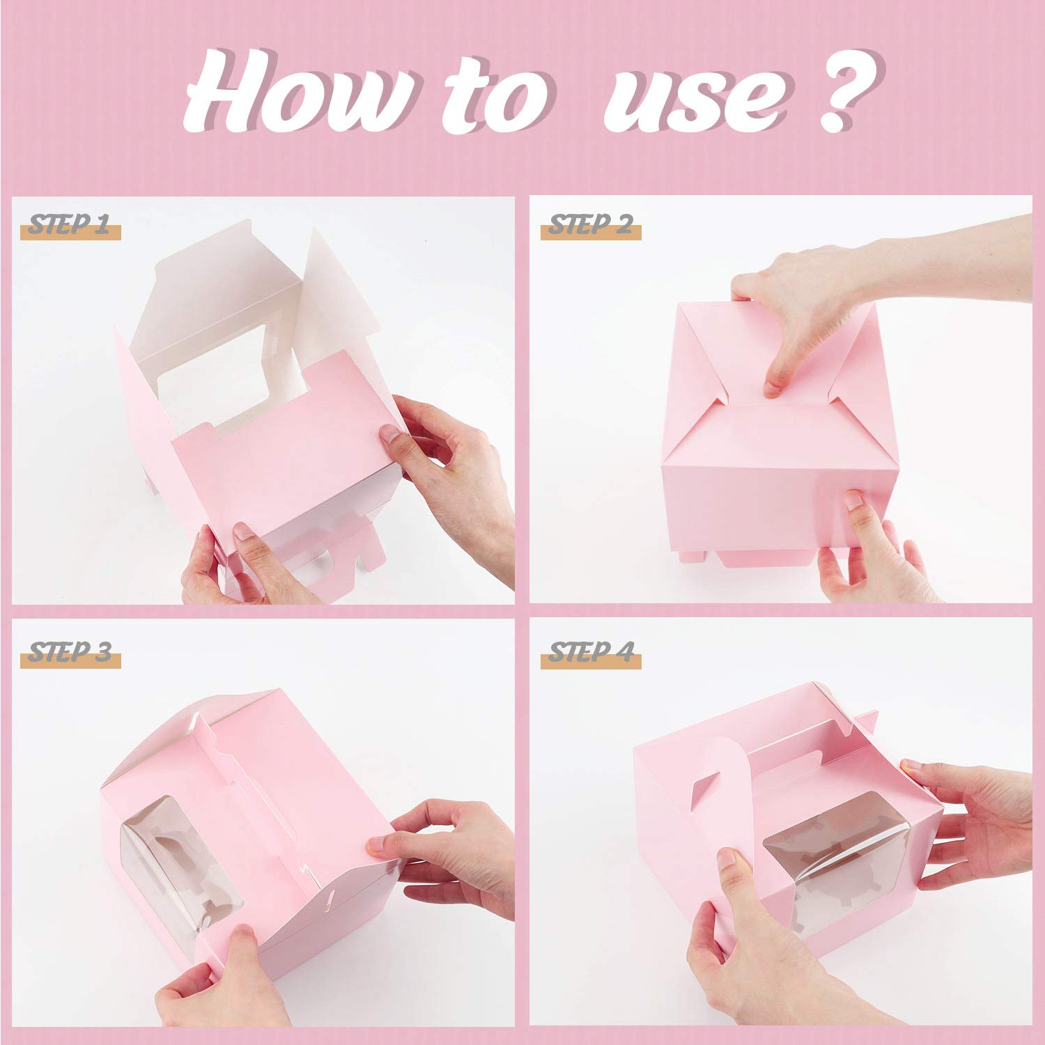 EUSOAR 50-Pack Cupcake Gift Boxes with Insert & Display Window - 5.9
