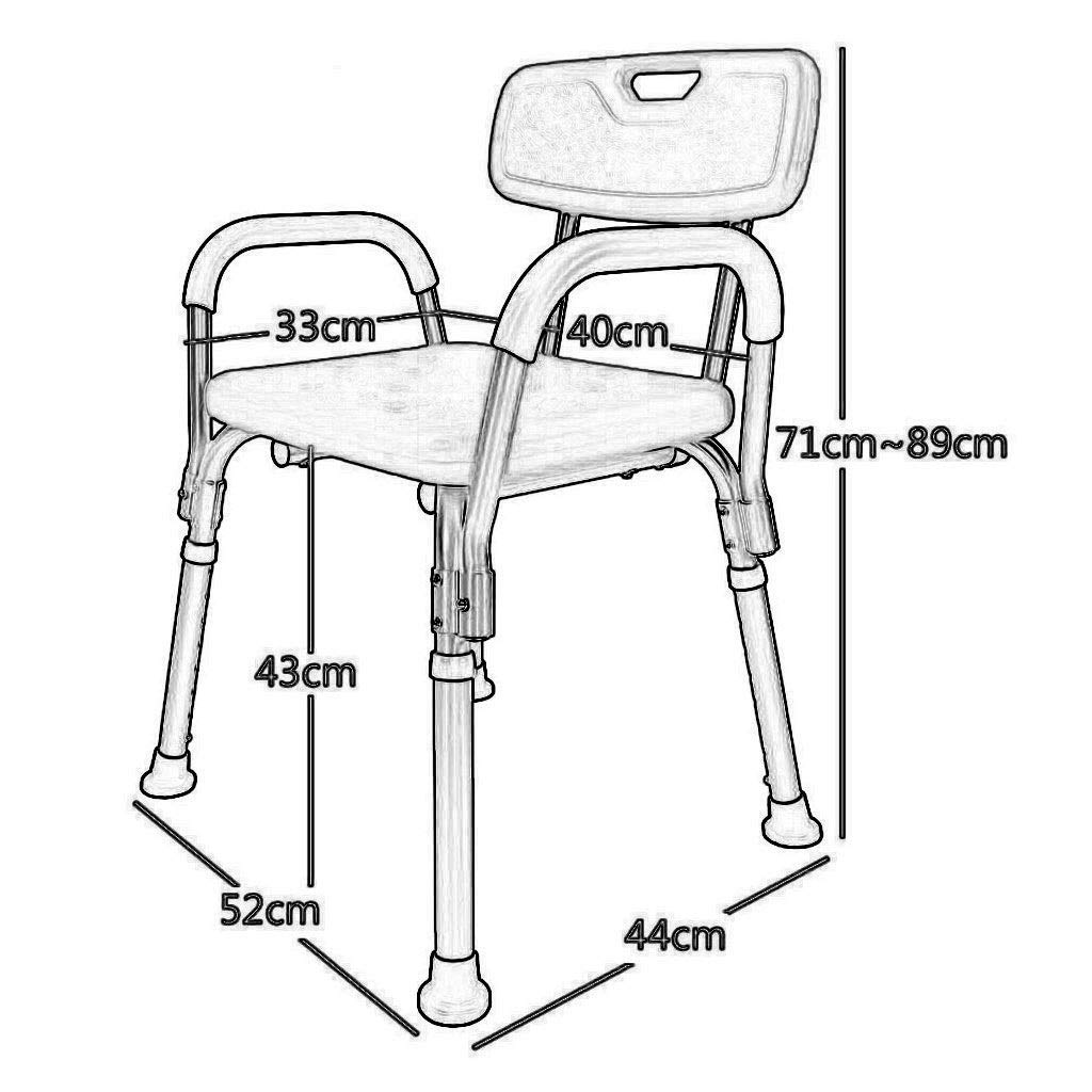 Non-Slip Aluminum Alloy Shower Stool with Backrest & Armrest - Lightweight Bath Seat for Elderly, Pregnant Women & Disabled - White Shower Chair for Safe Bathing & Multi-Purpose Use in Bathroom, Spa & Healthcare Facilities