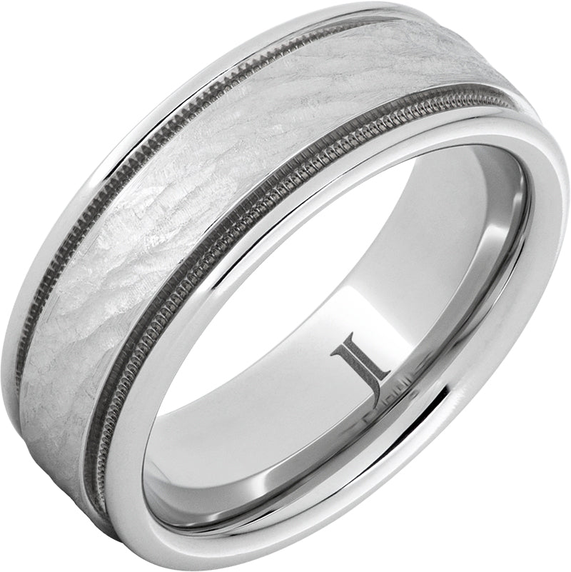 Serinium® Ring with Milgrain Edge & Bark Finish - Elegant Lighthouse Design for Women, Perfect for Weddings, Anniversaries & Special Occasions