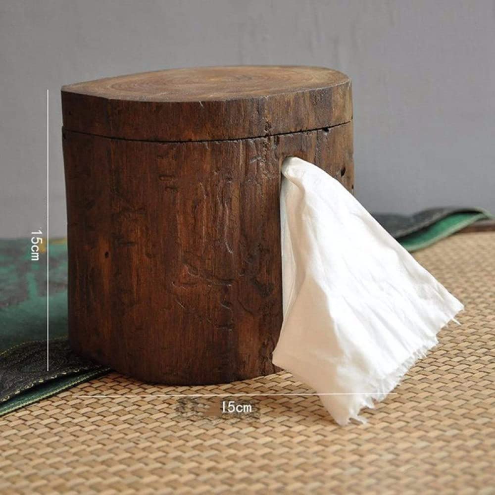 Wooden Paper Tube Tissue Box Holder - Bathroom & Kitchen Roll Dispenser, Natural Wood Color - Perfect for Home, Office, and RV Use
