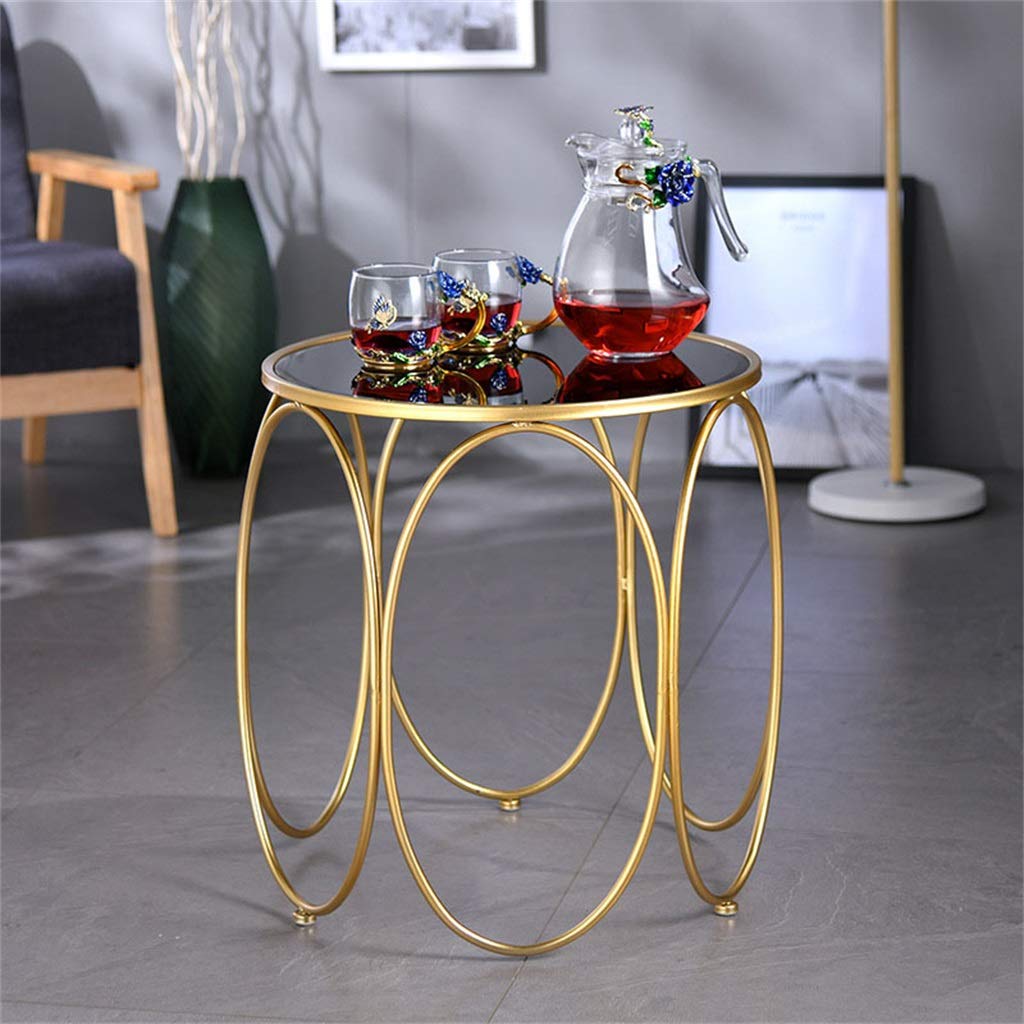 Modern Square Coffee Table with Glass Top & Gold Metal Frame - Rustproof Waterproof Side End Table for Living Room, Bedroom, Nightstand - Perfect for Snacks, Drinks, Books & Home Decor