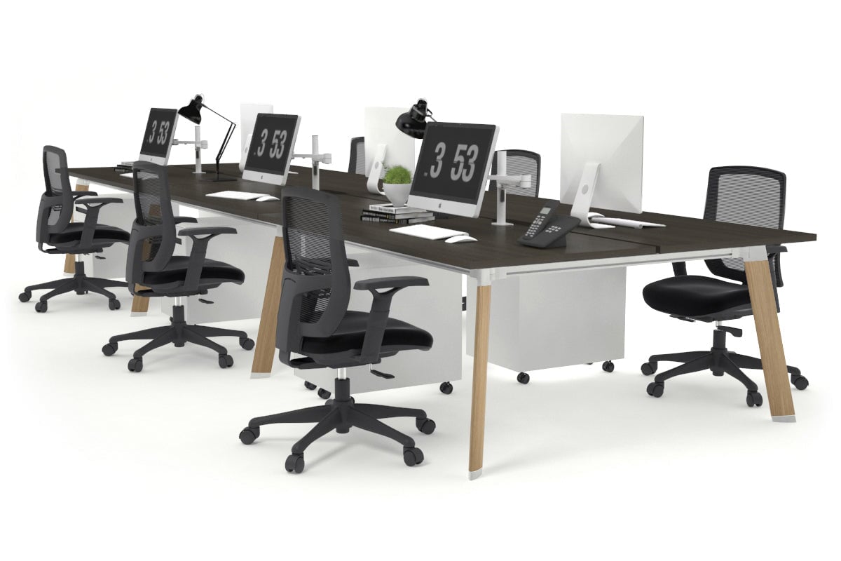 6-Person Wooden Workstation with Cable Management - 1800L x 800W Switch Office Desk for Team Collaboration | Perfect for Open Office Spaces & Coworking Environments