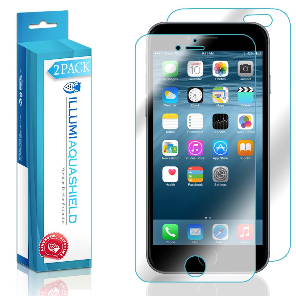 iPhone 6S Plus Screen Protector [2-Pack] - ILLUMI AquaShield HD Clear TPU Film for iPhone 6 Plus 5.5 Inch | Bubble-Free Front & Back Protection | Perfect for Everyday Use, Travel & Outdoor Activities
