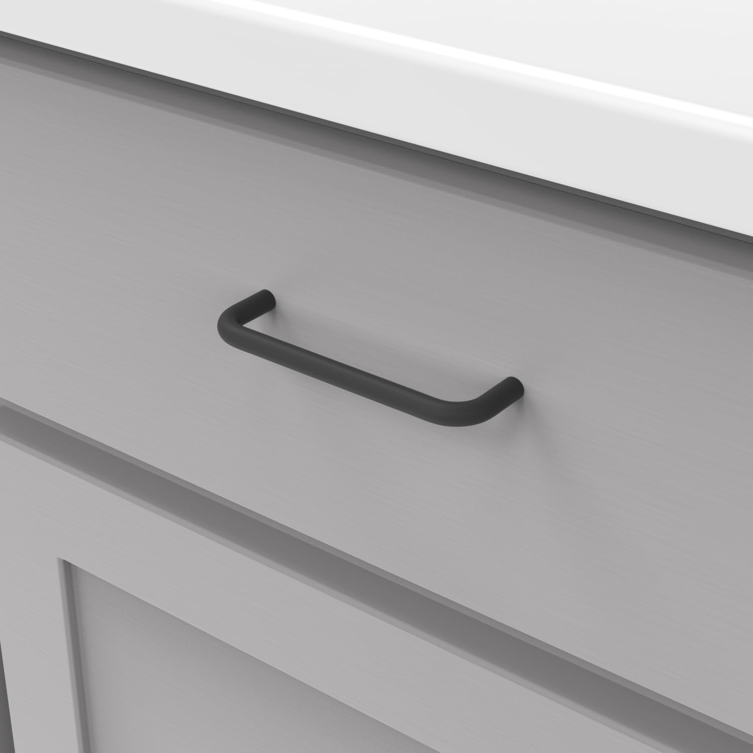 Hickory Hardware 1 Pack Solid Core Kitchen Cabinet Pulls - Luxury Matte Black Cabinet Handles for Doors & Dresser Drawers - 4 Inch Hole Center - Wire Pulls Collection - Perfect for Modern Kitchens, Bathrooms & Furniture Upgrades