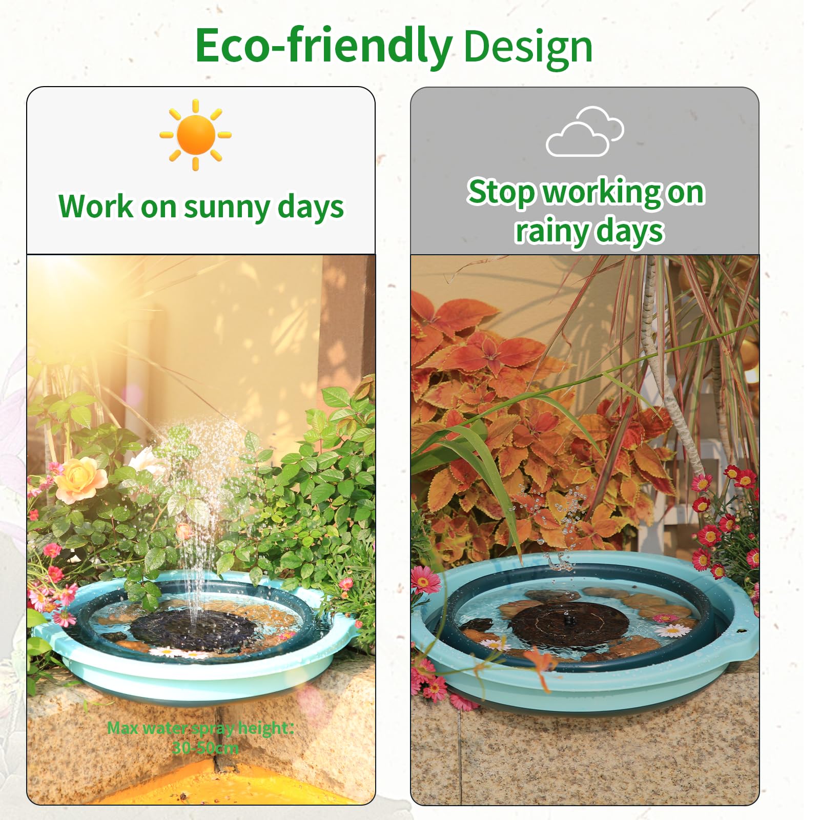 1.4W Solar Powered Bird Bath Fountain with 4 Fixed Rods - Upgraded Solar Panel Floating Water Pump for Gardens, Ponds, Fish Tanks & Outdoor Decor - Attracts Birds & Enhances Outdoor Spaces