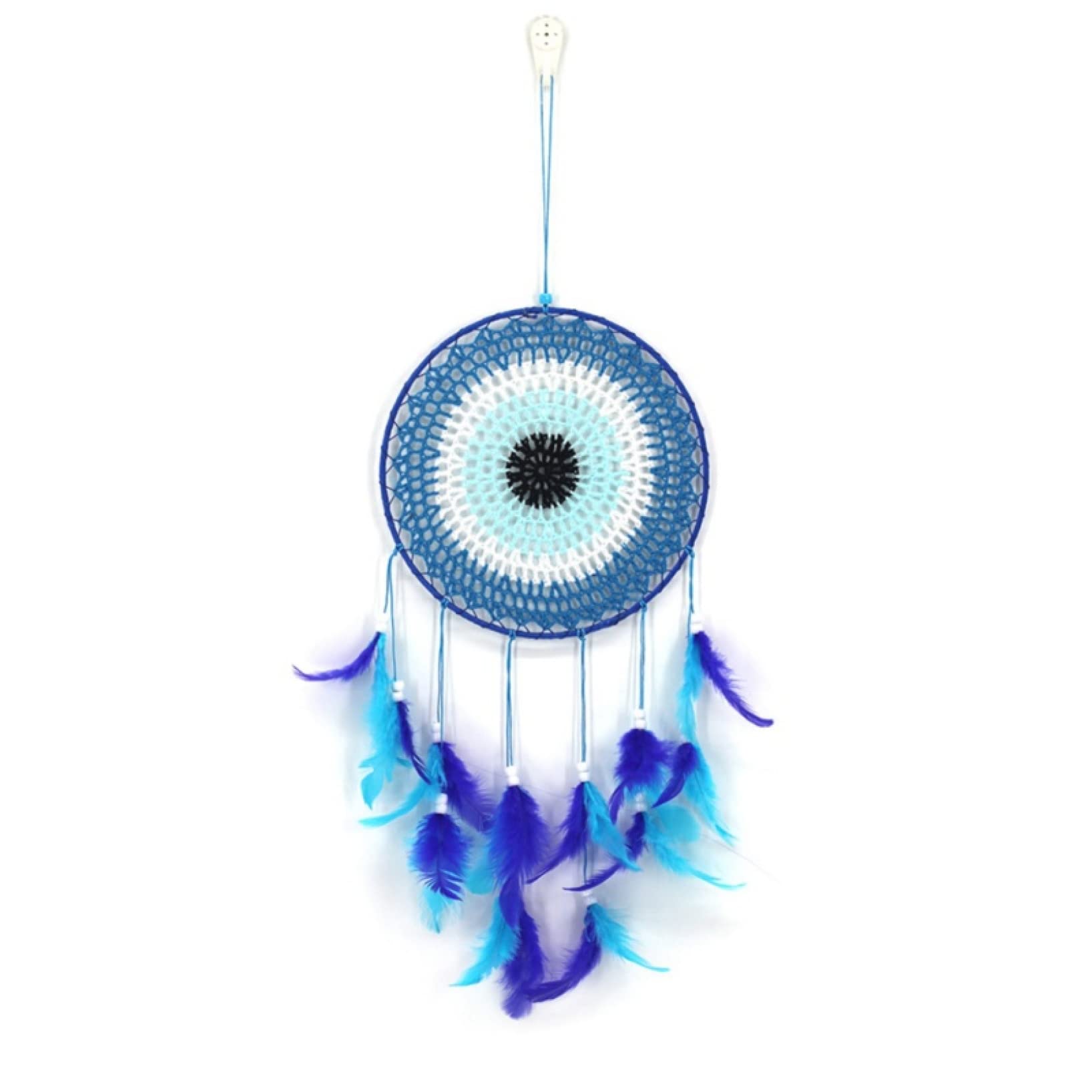 Handmade Mini Car Dream Catcher Wind Chimes with Natural Feathers & Beads - Boho Chic Wall Hanging Decor for Bedroom, Nursery, Car Mirror (Gift Idea for Women)