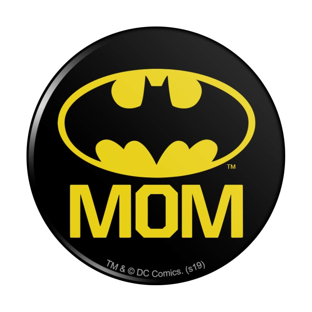 Batman Bat Mom Shield Logo Pinback Button - Vintage Superhero Collectible Pin for Backpacks, Hats & Jackets - Perfect for Comic Fans & Gifts