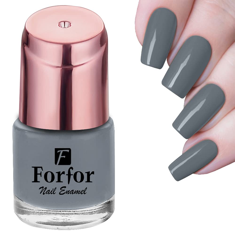 FORFOR® Perfect Stay Glossy Nail Polish - Stunner Grey | Long-Lasting Chip-Resistant Nail Lacquer | Salon-Quality at Home | Perfect for Parties, Weddings & Everyday Wear