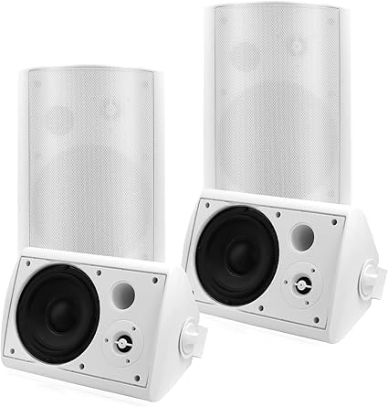 STUDIOFINIX 6.5 Inch Waterproof Indoor Outdoor Speakers - 800W Wall Mount Stereo Sound System for Patio, Porch, Deck, Poolside - Set of 4 White Speakers (Perfect for Backyard Parties, Home Theater & Outdoor Entertainment)
