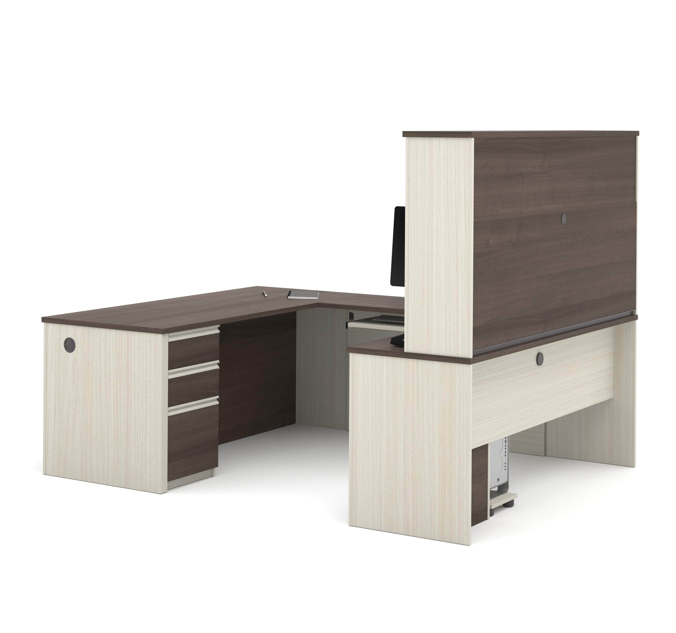 Premium U-Shaped Executive Desk with Hutch & 2 Pedestals - 2 Color Options | Modern Home Office Furniture for Professionals & Remote Workers