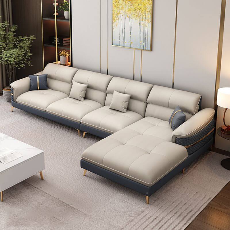 Farmhouse Style Modular Sofa with Round Armrests - Comfortable Fabric Living Room Couch for Small Spaces, Sectional Sofa Set for Cozy Home & Apartment Decor