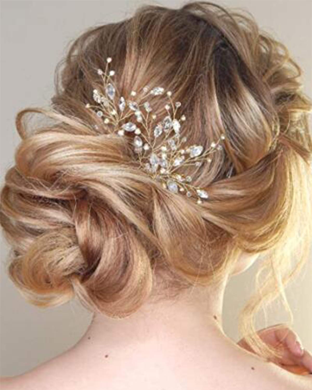 YERTTER 3Pcs Rose Gold Crystal Hair Pins for Wedding - Bridal Hair Accessories with Rhinestones for Bride & Bridesmaids, Perfect for Updos, Buns & Special Occasions
