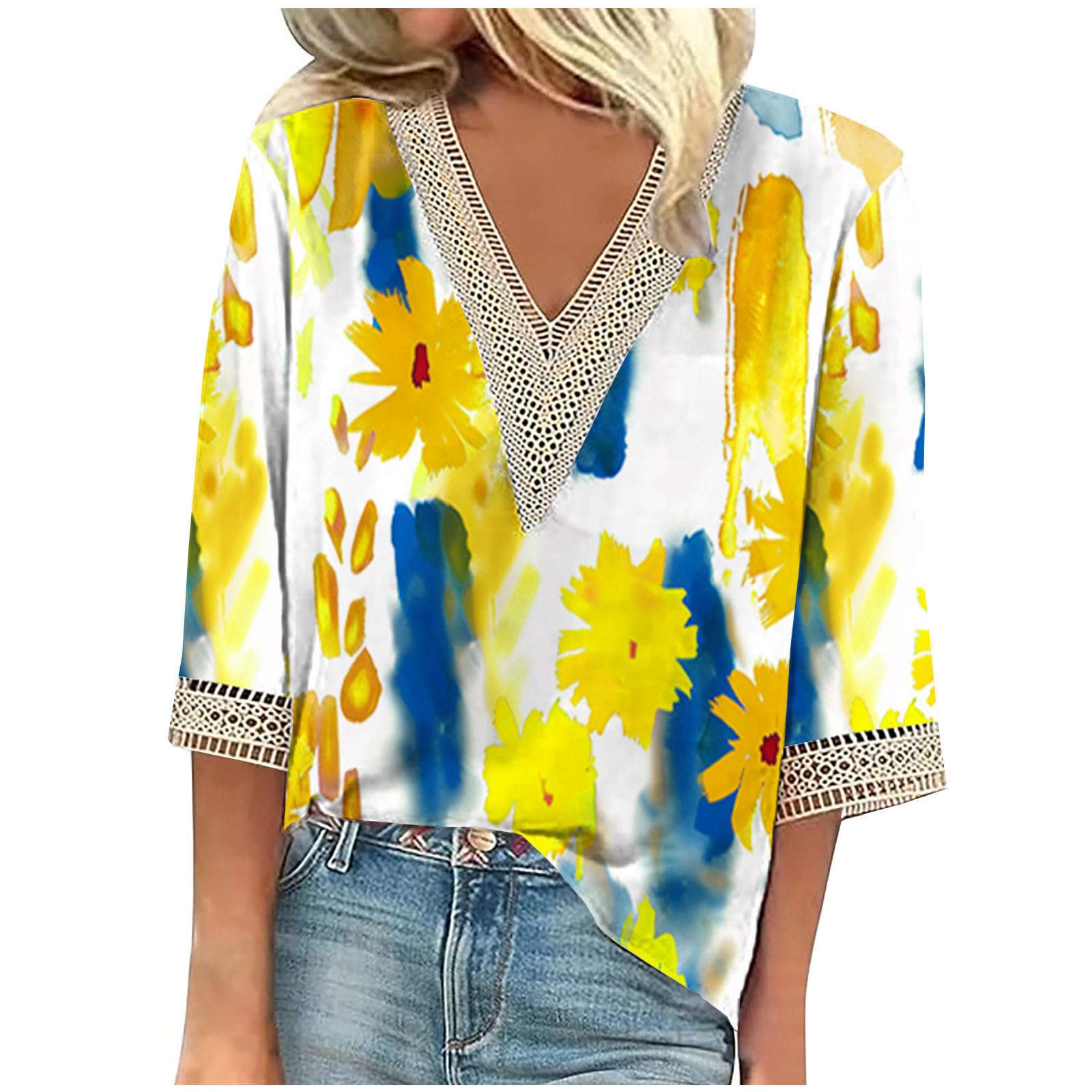 2024 Trendy Women's Summer Tops - Lace Trim Short Sleeve Blouses & Boho Tunics for Vacation, Casual Wear & Dressy Outfits | Perfect for Beach, Party & Everyday Style