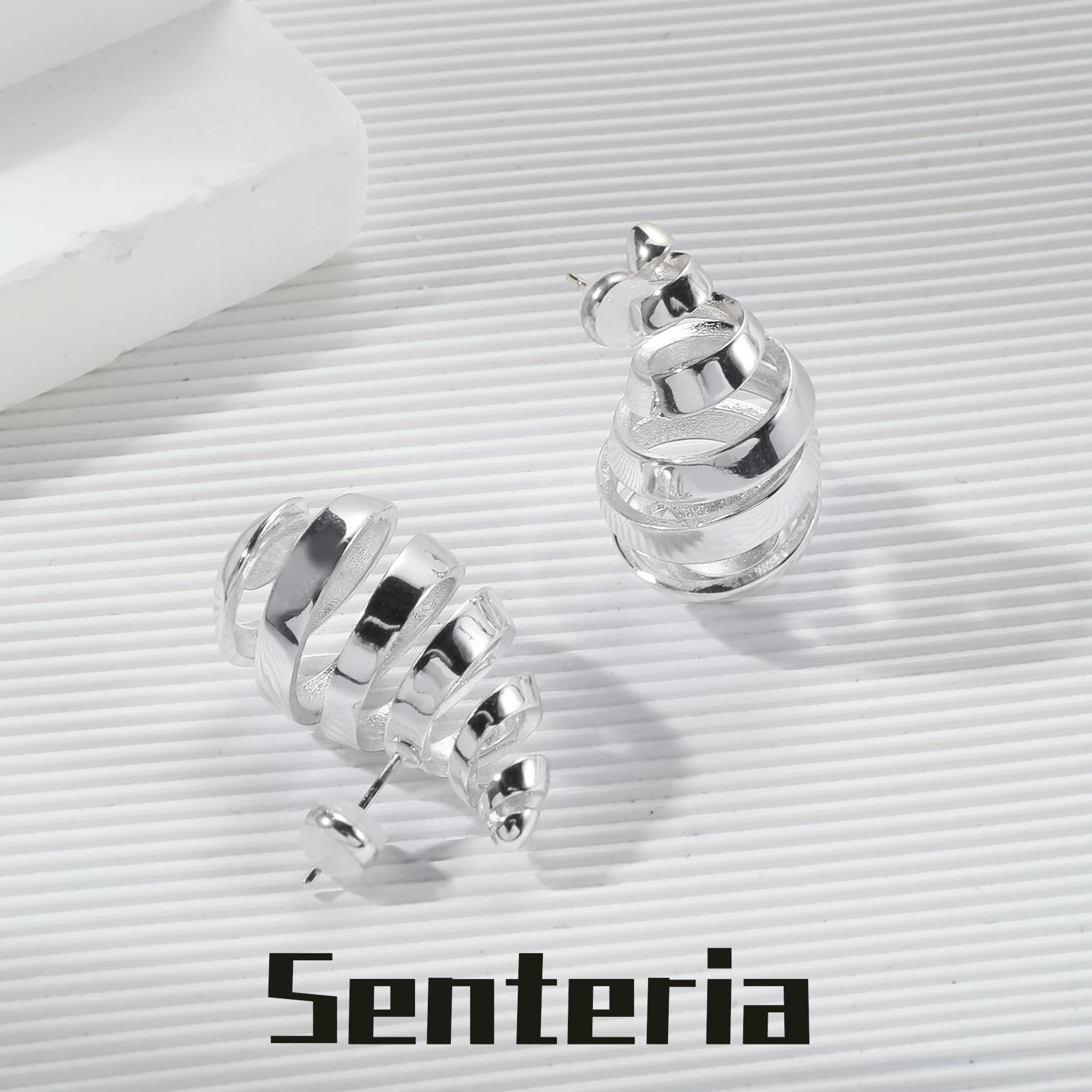 Senteria Extra Large Lightweight Chunky Hoop Earrings for Women - Hypoallergenic Sterling Silver Statement Earrings | Trendy Fashion Jewelry for Parties, Weddings & Everyday Wear