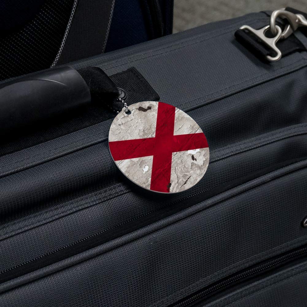 Vintage Distressed Alabama Flag Round Luggage Tag - Personalized ID Card for Suitcases & Carry-On Bags | Perfect for Travel, Vacation & Business Trips