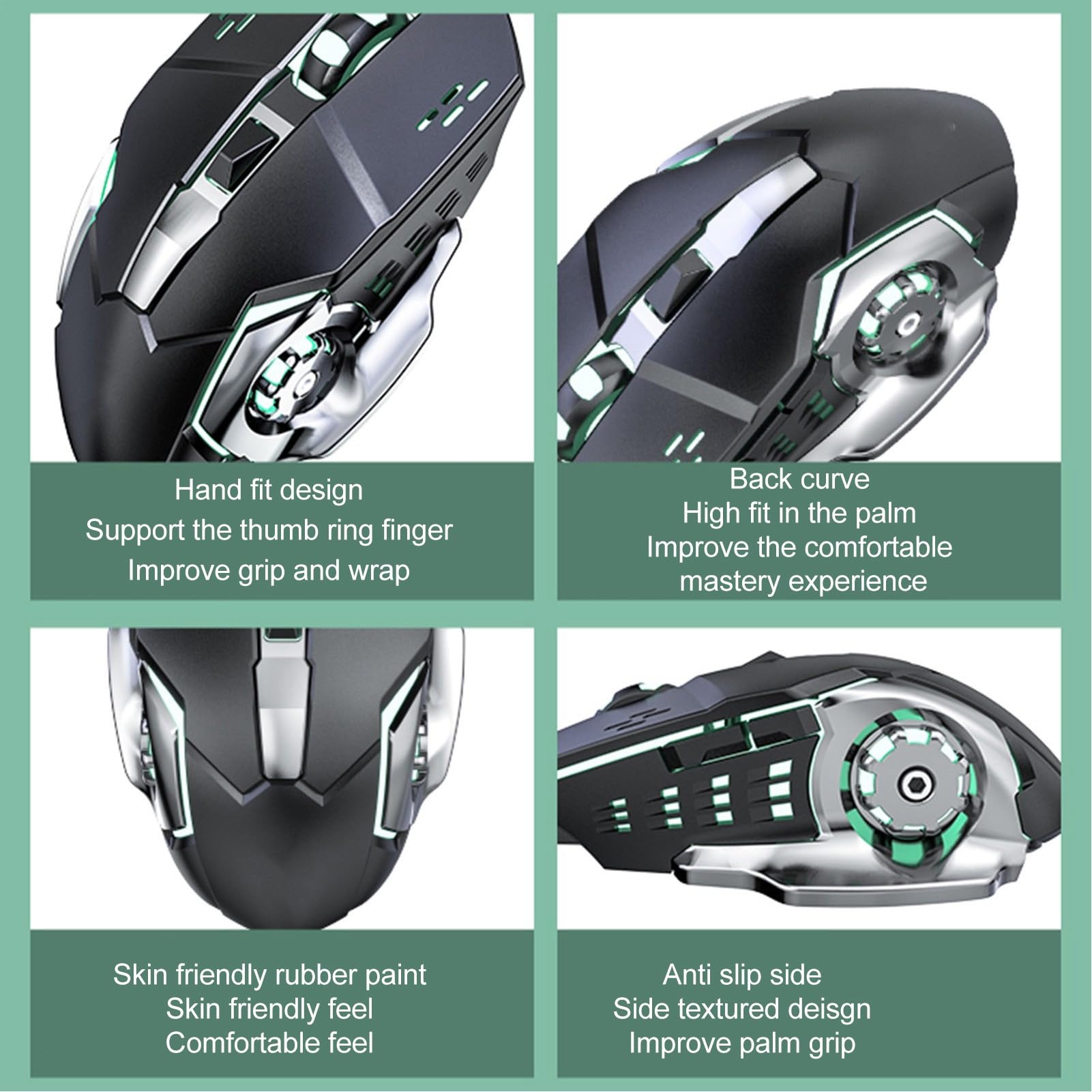2.4GHz Wireless Gaming Mouse with Bluetooth, 4 Adjustable DPI Levels, Ergonomic Silent Design for PC & Laptop - Perfect for Gaming, Office Work, and Home Use