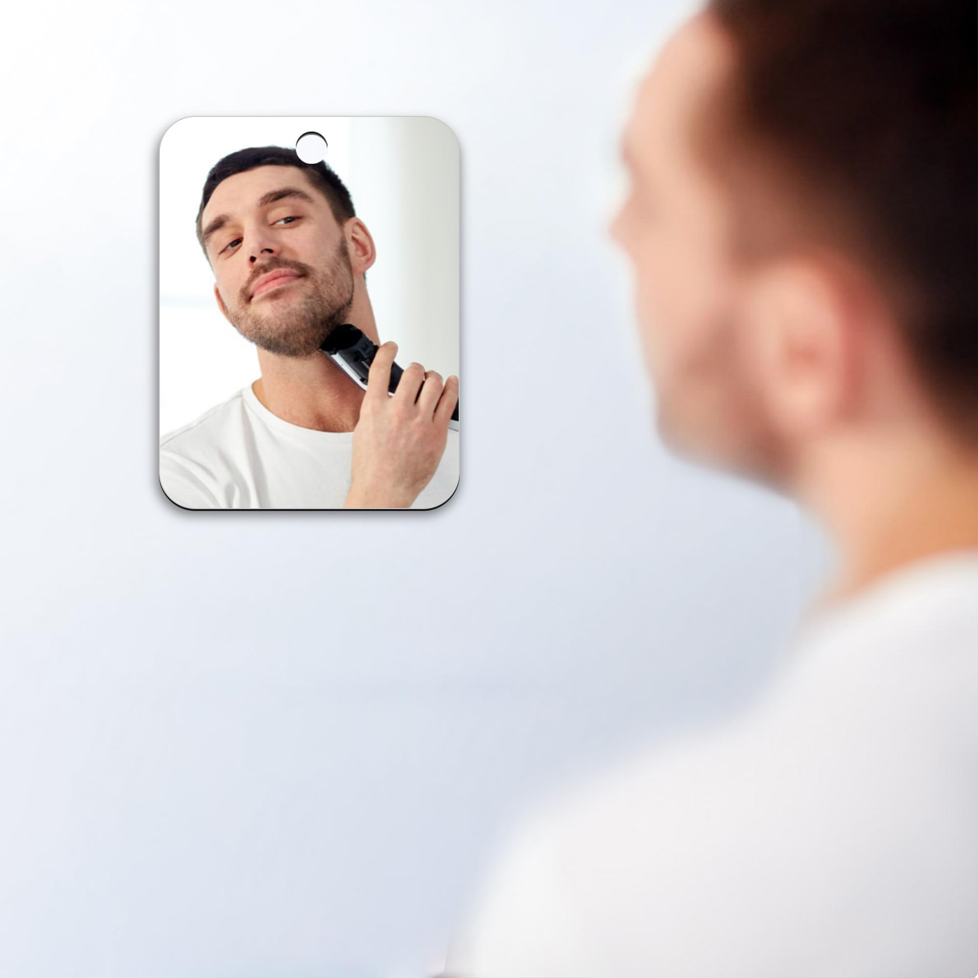 Unbreakable Shower Mirror 2-Pack (6x8 Inches) - Frameless Bathroom Handheld Mirror for Men & Women, Portable Travel & Camping Mirror, Perfect for Makeup, Shaving & Grooming - Silver Finish