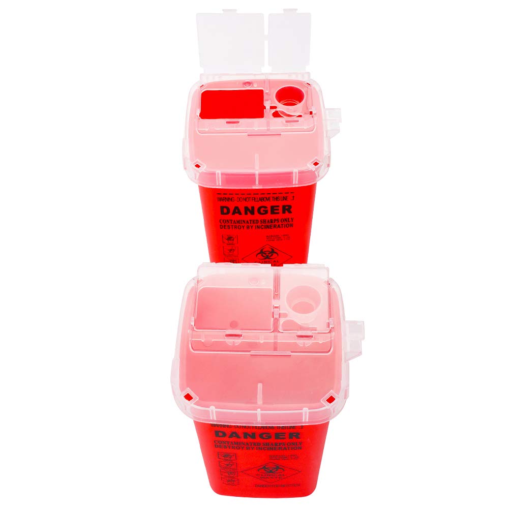 5 Pack 1 Quart Sharps Disposal Containers - Safe Needle Disposal Bins for Home, Clinic & Hospital Use - FDA Compliant Medical Waste Containers for Syringes, Lancets & Medical Sharps