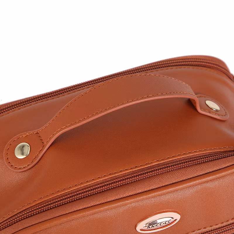 PU Leather Double Zipper Makeup Bag - Waterproof Travel Cosmetic Case for Women | Perfect for Travel & Daily Use