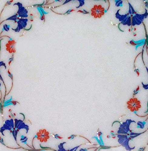 Round White Marble Office Table with Inlay Design - Elegant Centerpiece for Modern Workspaces, Conference Rooms & Home Offices