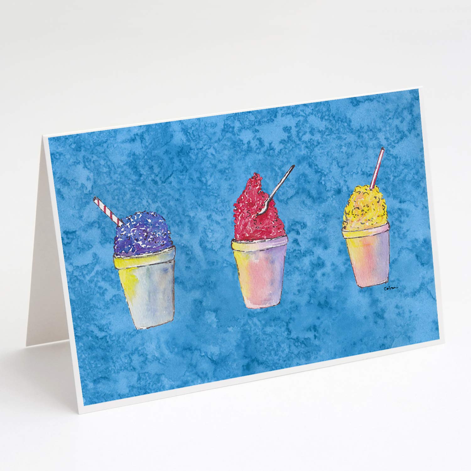 Caroline's Treasures 8780GCA7P Whimsical Snowballs & Snowcones Blank Greeting Cards - Pack of 8 A7 Size (5x7) Note Cards with Envelopes | Perfect for Winter Holidays, Christmas Greetings & Thank You Notes