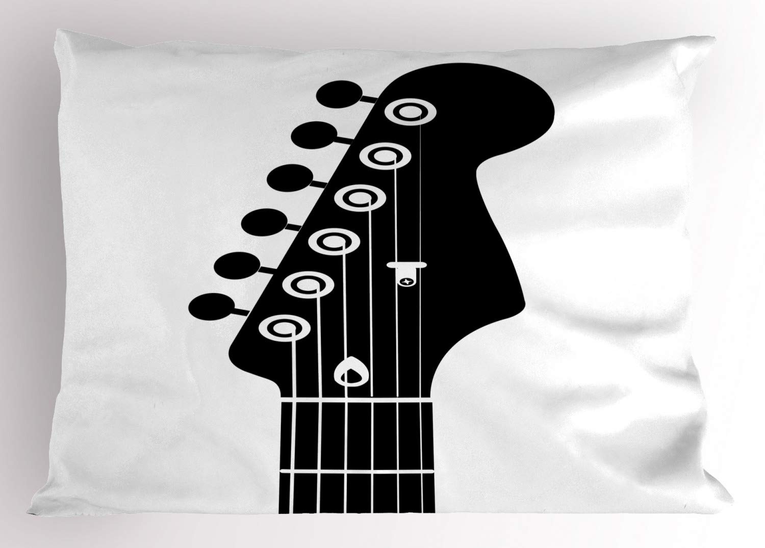Ambesonne Guitar Pillow Sham - Monochrome Half Guitar Design with Strings, King Size Decorative Printed Pillowcase (36