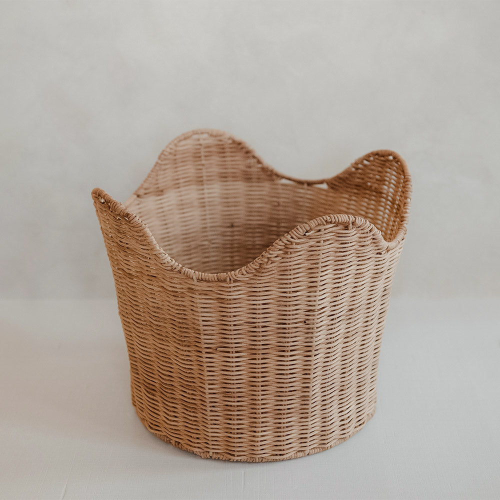 Handwoven Ruby Red Rattan Storage Basket - Stylish Home Organization for Laundry, Toys, and Blankets | Eco-Friendly & Durable